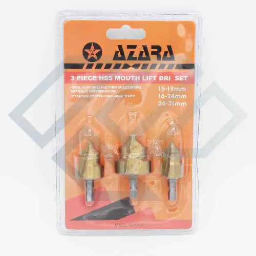 مجموعه سه عددی مته مخروطی کاجی گشاد کن لوله آب پلاستیکی آزارا